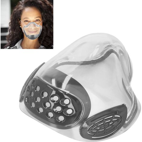 Masque de lecture labiale antibuée, masque de protection transparent en PC, visière de protection anti-éclaboussures, visière transparente antibuée, convient aux adultes et aux enseignants, gris. (1/5)