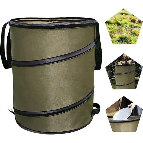 Professioneller 113-Liter-Grünabfallsack mit Griffen, selbststehend und faltbar, ideal für Laub und Gartenabfälle. (1/5)