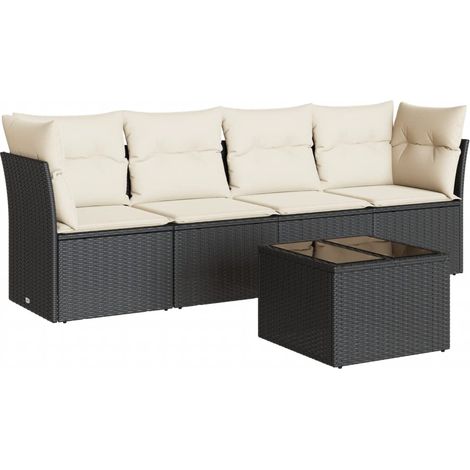 Maison Exclusive - Set de muebles de jardín 5 pzas y cojines ratá (1/3)
