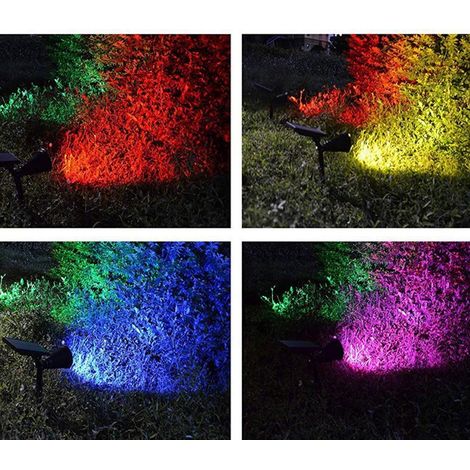 Projecteur solaire LED au sol, éclairage paysager coloré pour cour extérieure, jardin, parc et pelouse, 4 LED (1/5)