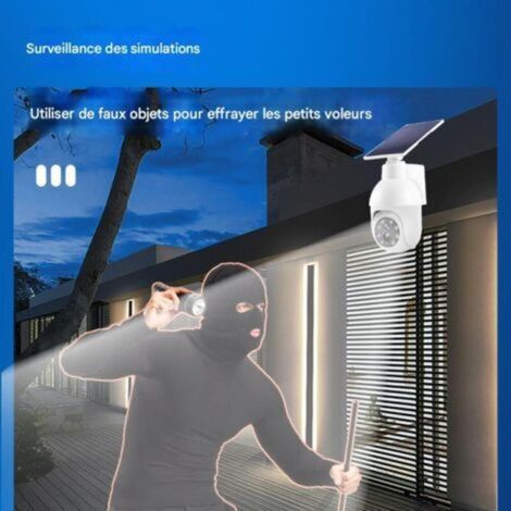 Éclairage extérieur solaire pour cours, éclairage intelligent à détecteur de présence, éclairage public simulant des caméras de surveillance