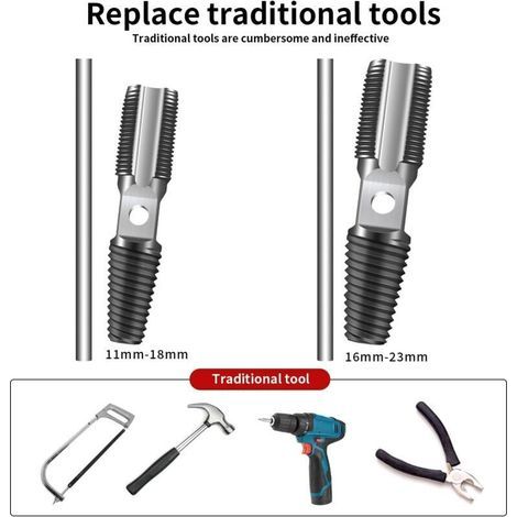 Lntyq Endommagé vis Extracteurs Dénudés, Kit d\'extracteurs de vis tarauds 1/2" et 3/4", Extracteur de Vis à Double Tête, pour enlever les vis endommagées et réparation de raccords filetés de tuyauter (1/5)