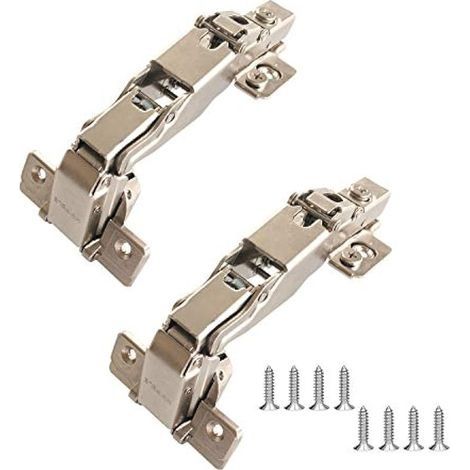 165 Degré Plein Recouvrante Charnieres avec Amortisseur à Fermeture Douce pour Meuble Armoires de Porte de Placard Cuisine Complètement en Applique Allemagne Marque Lot de 2 (1/5)