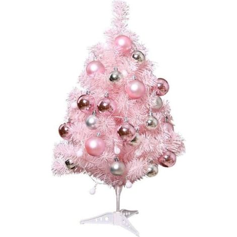 Sapin de Noël rose Uonlytech avec guirlande lumineuse LED et boules. Petit sapin de Noël KLB (1/5)