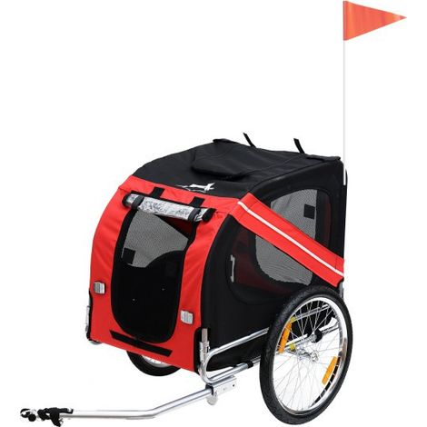 Remorque vélo pour transport de chien rouge et noire (1/5)