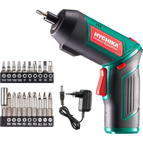 HYCHIKA Avvitatore Elettrico 6N.m, Cacciavite Elettrico (Par max 6 N.m, 3.6 V, 2.0 Ah) Luce a LED come Chiave a Cricchetto, Cavo di Ricarica USB, 20 PCS Accessori, per DIY, Assemblaggio Mobili (1/4)