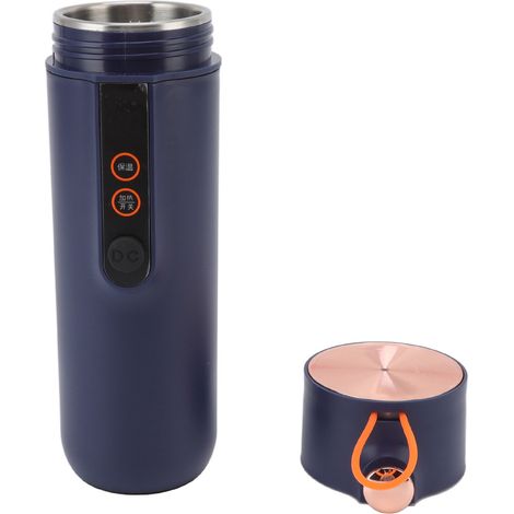 Tasse chauffante 460ml pour voiture, isolation thermique 12h, acier inoxydable, allume-cigare 12V/24V, bleu foncé (1/5)