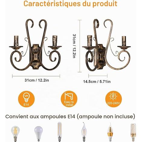 Wall Light Living Room Copper Double Wall Lamp G9 Socket with Opaque White Glass Globe Lampshade Corridor Indoor Wall Light (Bulb Included) (1/4)