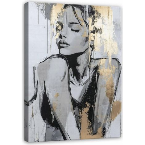 Peinture visage femme moderne sur toile Murale pour chambre salon 100x70 (1/3)