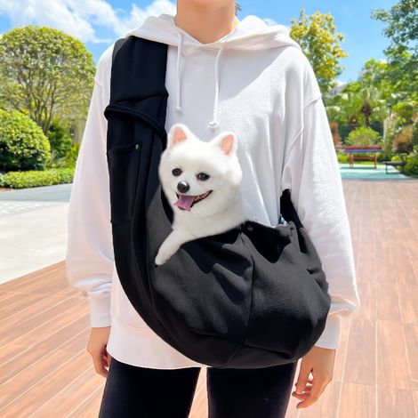 Verstellbare Hunde-/Katzentragetasche, Schultertasche, für mittelgroße Hunde/Katzen bis 7,5 kg, für den Außenbereich, Reisen und die U-Bahn (Schwarz) (1/5)