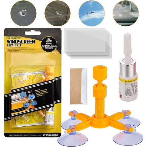 Kit de réparation de pare-brise, kit de réparation de fissures de pare-brise de voiture, utilisé pour réparer les fissures/rayures/impacts/éclats sur le pare-brise de voiture (1/5)