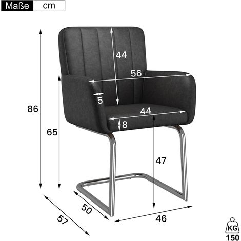2 Fauteuils de Salle à Manger à Rayures Verticales, Chaises Rembourrées à Dossier Haut avec Pieds Métalliques en Zigzag, Fauteuil Lounge pour Salon, Similicuir Noir (1/5)
