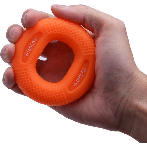 Anneau d'exercice pour doigts en silicone pour renforcer les muscles de la main et l'entraînement du poignet - Dispositif de fitness écarteur carpien Orange (1/5)