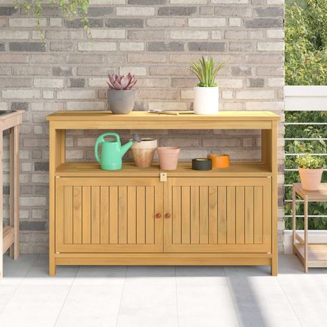 vidaXL Tavolo consolle da giardino Acacia chiaro 110 x 35 x 75 cm