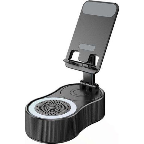 Support de téléphone de bureau rotatif à 360°, pliable et réglable avec chargeur intégré, adapté pour salon et usage quotidien (1/5)