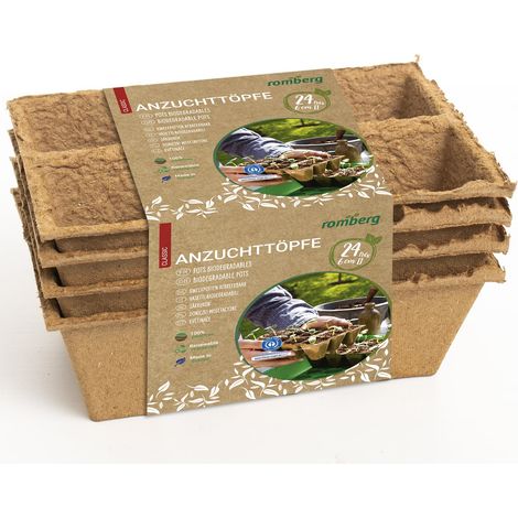 4 Plaques de 6 POTS CARRES en fibre de coco 6cm (24 pots) (1/2)