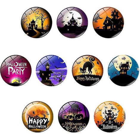 Lot de 10 aimants décoratifs en verre cristal pour réfrigérateur, parfaits pour Halloween. (1/3)