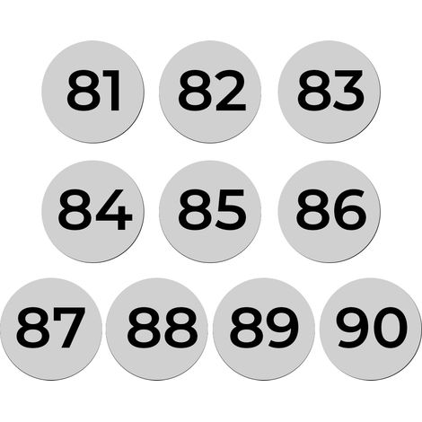 Lot de 10 Numéros de table Adhésifs Argent pour Restaurant , PVC - Format rond Ø 3 cm - Épaisseur 1,5 mm (1/4)