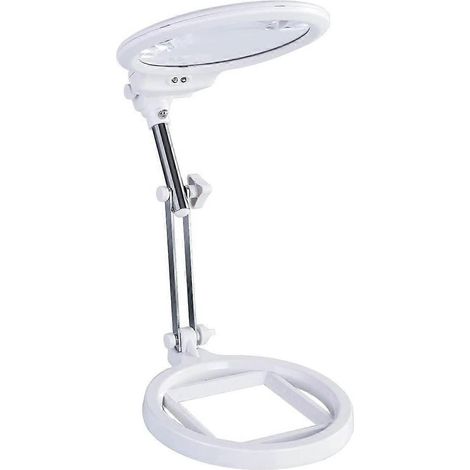 Loupe de bureau grand format, grossissement 2x et 6x, pliable et manuelle, lampe loupe portable avec éclairage LED et support. (1/5)