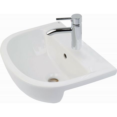 RAK Compact Semi-Recessed Basin 550mm Wide - 1 Tap Hole (1/3)