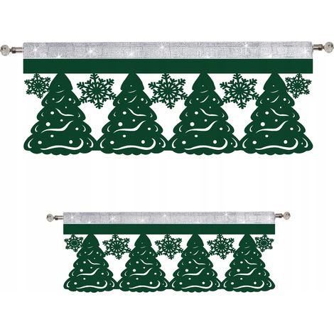 SET: Mantovana per tenda, alberi di Natale, fiocchi di neve, GLAMOUR, 90x38, 60x35