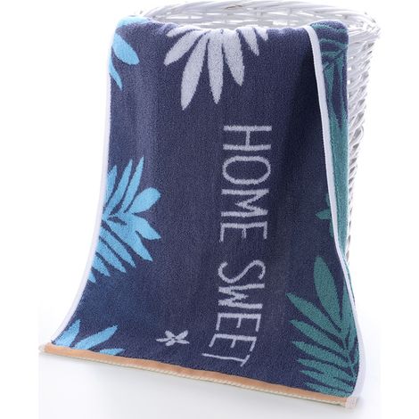 Serviette de bain douce, absorbante et épaisse en coton (1 pièce) pour le bain, les mains, le visage, le fitness et le spa - Bleu feuille de bananier (1/3)