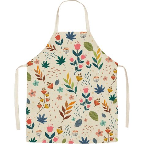 Tablier Enfant - Tablier Cuisine Jardin Sans Manches - Polyester Imprimé Feuille Verte - Ajustable Par Bretelle - Taille Enfant - 1 Pièce (1/5)