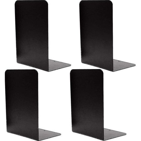 JANMIR-Serre-livres décoratifs robustes en métal noir, supports de livres en métal avec caoutchouc antidérapant, lot de 4 (1/5)