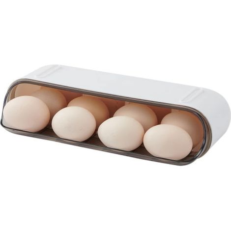 Récipients à œufs de cuisine, boîte de rangement à roulement automatique pour œufs, empilable, distributeur d'œufs (blanc) (1/5)