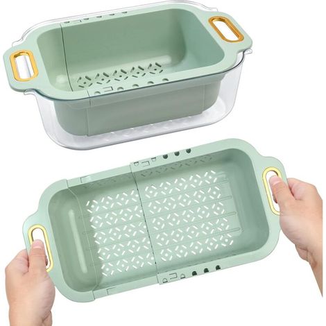 Extendable Kitchen Drain Basket (14-18"), Retractable Plastic Sink Drain Strainer, Double Layer Kitchen Strainer for Washing Dishes, Fruits, Vegetables, Pasta, and Salad (1/4)
