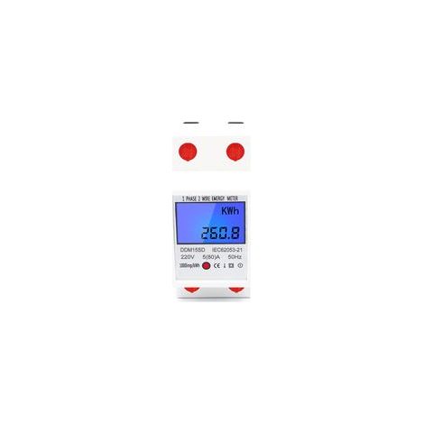 Compteur électrique monophasé, monophasé, affichage LCD, blanc (1/4)