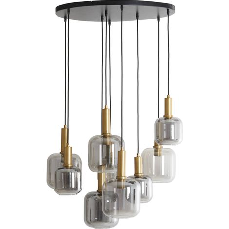 Light & Living - suspension - Lekar - bronze - verre - grande