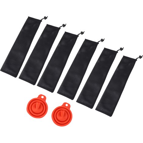 Mangeoire à oiseaux chaussette pour ventillon filet nylochat à graines de chardon suspendue avec entonnoir pliant pour jardin cour extérieur 6 chaussettes 2 entonnoirs 40x10cm (1/5)