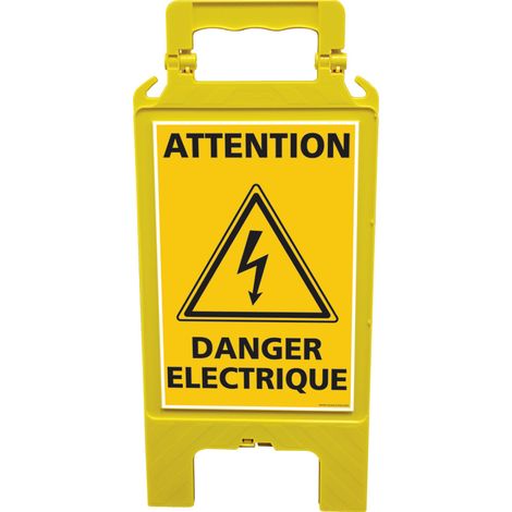 Chevalet de signalisation, attention danger electrique - Chevalet jaune (1/5)