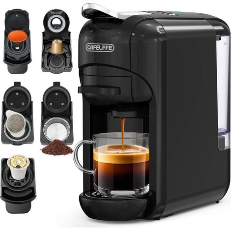 Machine à café à capsules 5 en 1 MK606, infusion chaude/froide, 19 bars, pour capsules Original, DG, Kcup, dosettes ESE et café moulu, réglage du volume de café, 0,6 L, noir, cadeaux (1/5)