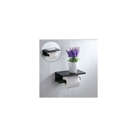 Porte-papier hygiénique en acier inoxydable, porte-papier hygiénique peint en noir mural avec support pour téléphone portable 19092122mm une pièce (1/3)