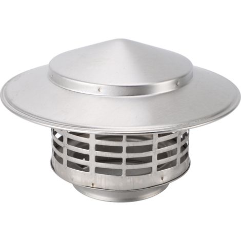 Chapeau de cheminée extérieur rond en acier inoxydable antirouille, forme conique, pour cheminée et foyer extérieur. (1/5)