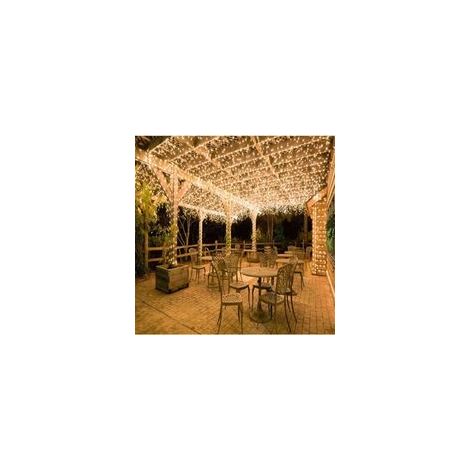 Luci decorative da esterno a stringa da 100 m con 600 LED – Luce bianca calda – Impermeabili – 8 modalità – Adattatore per interni/esterni incluso (1/4)