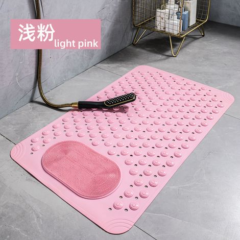 Tapis antidérapant pour salle de bain – Tapis de douche en caoutchouc drainant et isolant, idéal pour enfants et personnes âgées, 70 x 36 cm, rose