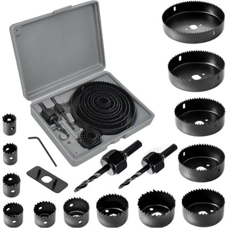 16-teiliges Set aus Lochsägen aus Kohlenstoffstahl für schnelles, sauberes Schneiden und Bohren von dünnen PVC-Platten (1/5)