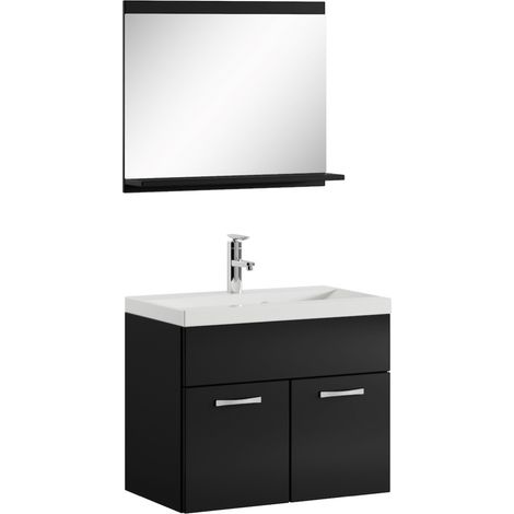 Badezimmer Badmöbel-Set Montreal 02 60cm Waschbecken Hochglanz S (1/5)