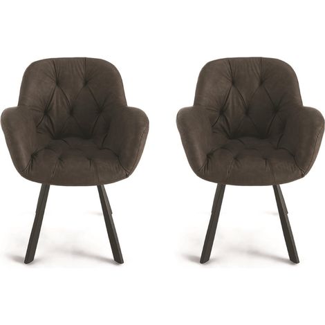 Sedia da soggiorno in ecopelle Marrone gambe metallo CELIA Set 2 pz (1/4)