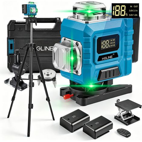 Niveau laser 4D vert 16 lignes ,Nivellement automatique ±3° ,Portée 25m,Avec Trépied 1m