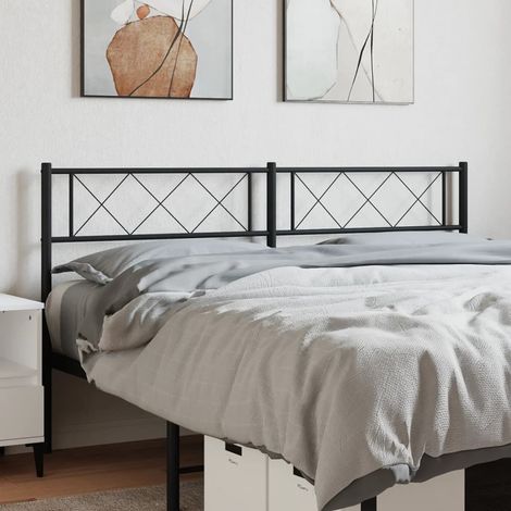 Tête de lit métal-Panneau de lit-Accessoire de Lit noir 150 cm 195067 (1/5)