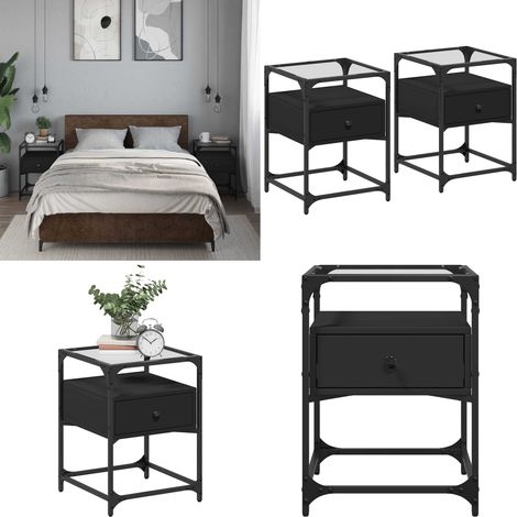 Nachttische 2 Stk. Schwarz 40x40x55 cm Holzwerkstoff - Nachttisch - Beistelltisch - Wohnzimmerschränke - Möbel Schwarz - Holzwerkstoff - Home & Living