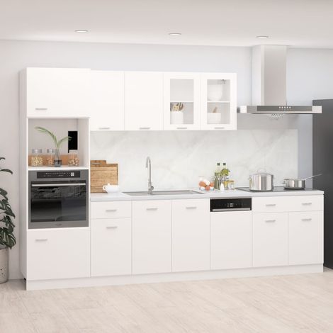 Cuisine complète 7 pcs Buffet de Cuisine complète - Style Contemporain Blanc Aggloméré BV729342 - BonneVie (1/5)