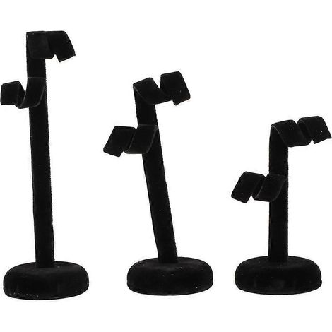 Ensemble de 3 présentoirs et rangements pour boucles d'oreilles décoratives de bureau (noir) (1/5)