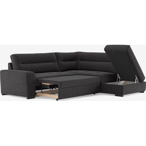 3-Sitzer Schlafsofa mit rechter Récamiere, Stoffbezug, Stauraum Kosta - Dunkel Grau (1/5)