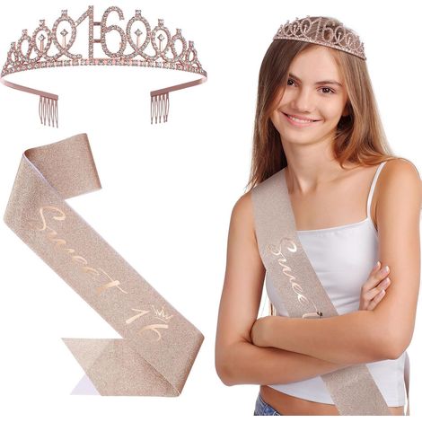 Diadema da donna per il 16° compleanno, corona in lega (1/5)