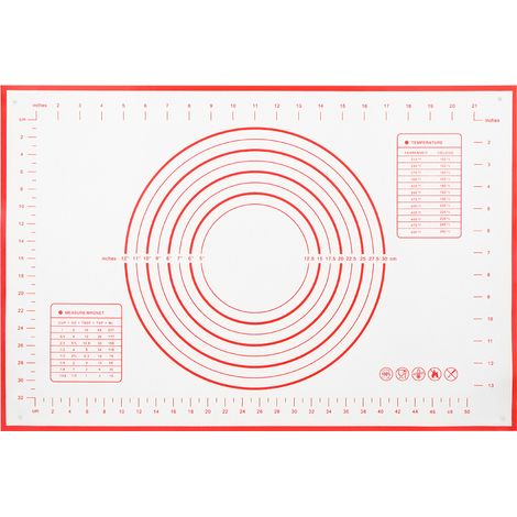 Rouleau à pâtisserie en silicone antiadhésif pour cuisine, tapis de pétrissage avec échelles, 40x60 cm rouge, usage domestique (1/5)